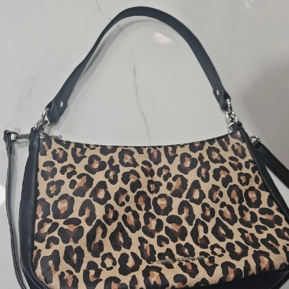 Dana Buchman Brown and Black Shoulder Bag with Leopard Print - Picture 5 of 7